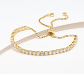 Diamonique Gold-Clad SS Classics Round Cut Tennis Slider Bracelet Large